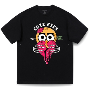 KERWATS/可维斯品牌CUTE EYES系列心碎大眼印花落肩男女短袖T恤