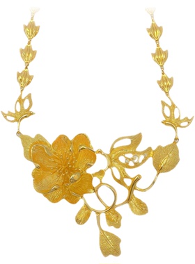 结婚项链女镀金仿真黄金花朵项链