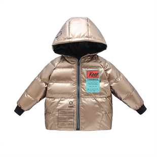 童装儿童免洗亮面连帽羽绒服男童冬季加厚保暖男孩洋气外套上衣潮