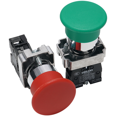 德力西蘑菇头金属按钮开关自复位