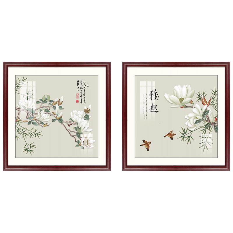 高档中式餐厅装饰画花鸟晶瓷壁画