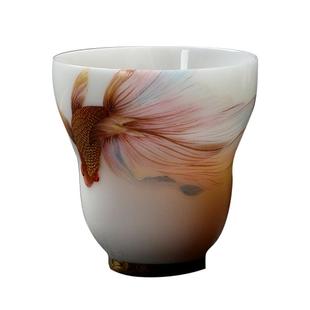 容山堂黄旭东大师羊脂玉茶具套装陶瓷三才盖碗主人杯公道杯茶杯