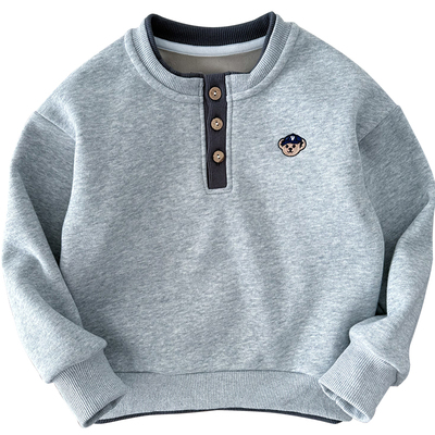 男童假两件加绒卫衣加厚保暖