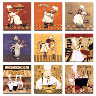 美式乡村田园农庄地中海欧式餐厅厨房过道挂画装饰画无框画厨师