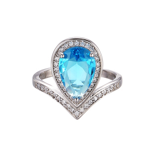 925纯银萧逸戒指 约瑟芬水滴珍珠公主皇冠副戒 叠戴镶钻V形女