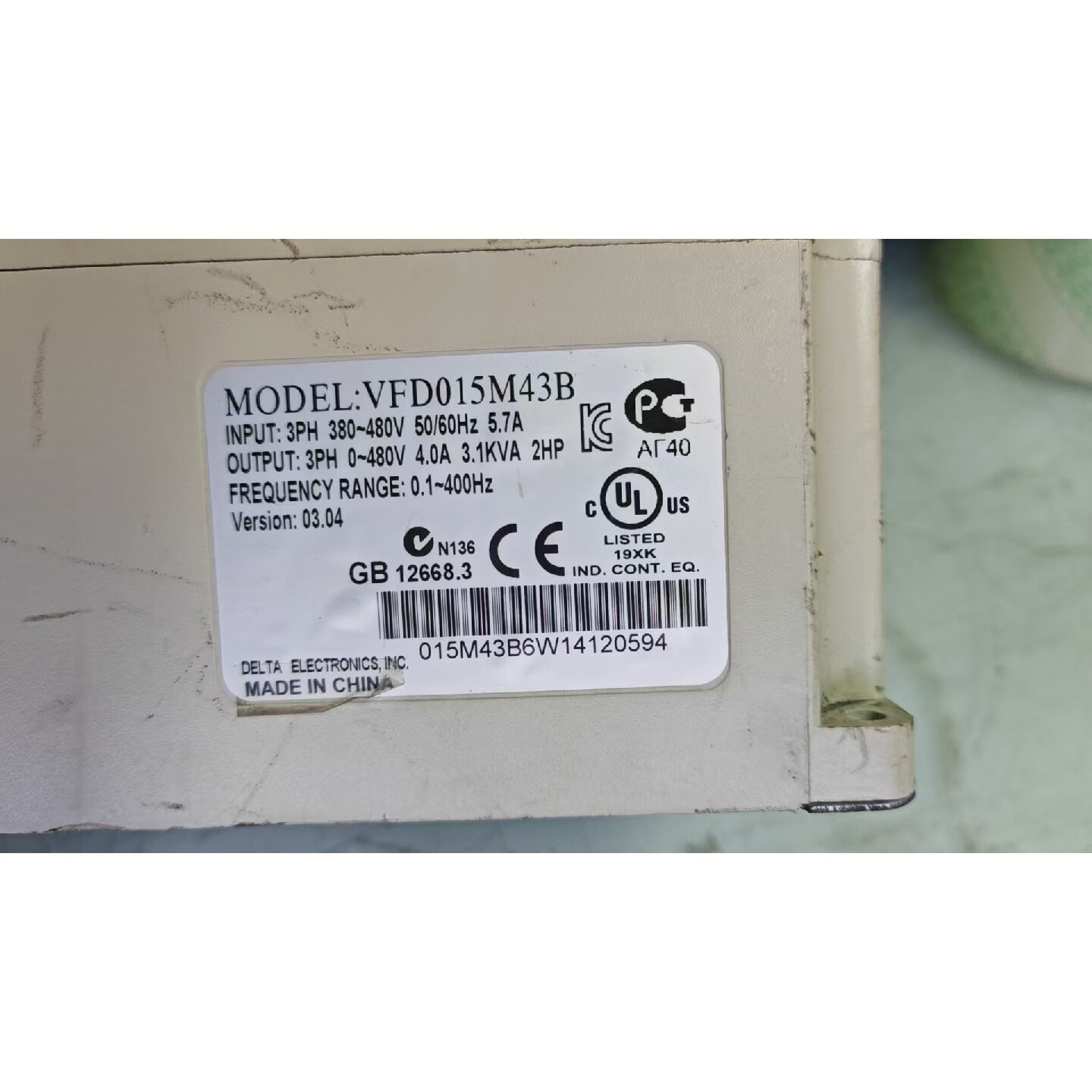 议价台达变频器VFD015M43B，1.5kW，三相380-48