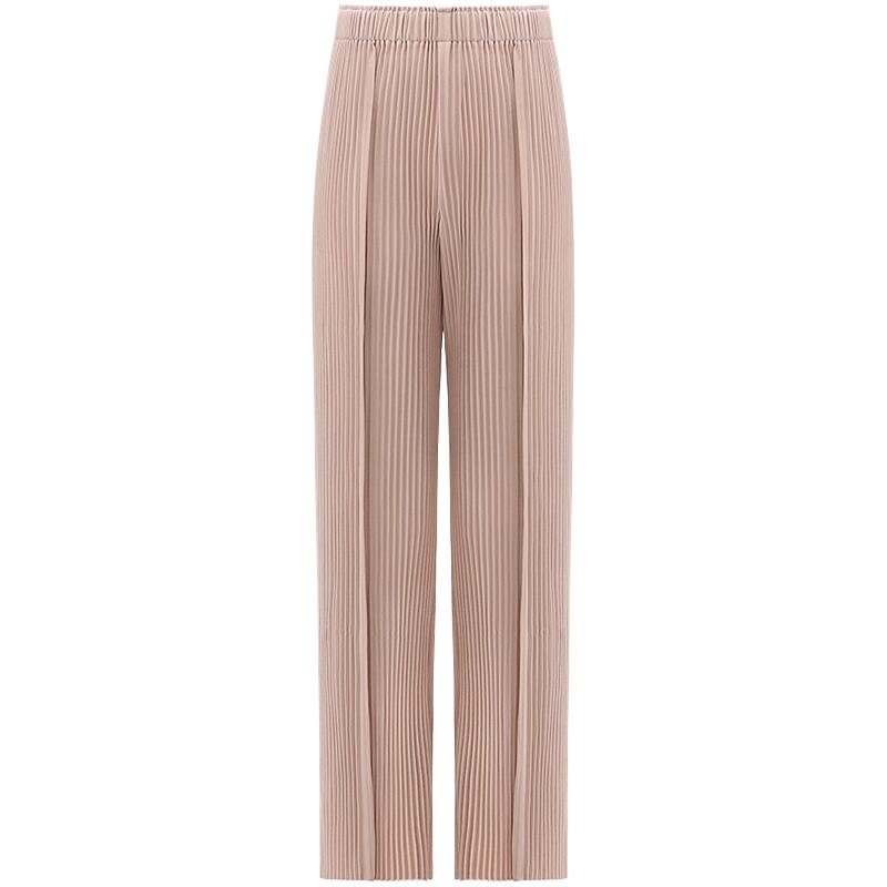 【3件5折】COCOBELLA压褶立体裤线阔腿裤宽松垂坠通勤长裤PA626