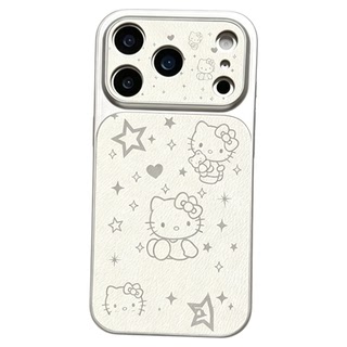 可爱爱心猫咪适用苹果17air手机壳十七六iPhone16pro仿原小羊皮15Promax新款创意平果14+皮纹13个性高级套