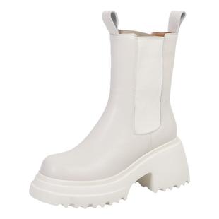 马丁靴女短靴真皮厚底切尔西骑士高跟小个子春秋靴子中筒靴烟筒靴