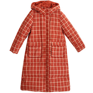 【冬有来意】复古长款羽绒服女2025冬季连帽加厚防风显瘦格子外套