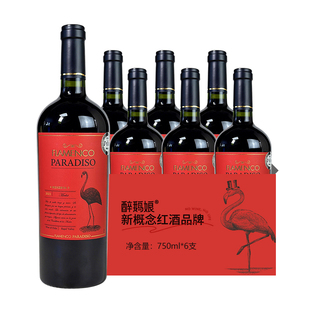 醉鹅娘智利如火烈鸟原瓶进口招牌红鸟梅洛干红葡萄酒750ml*2/6支
