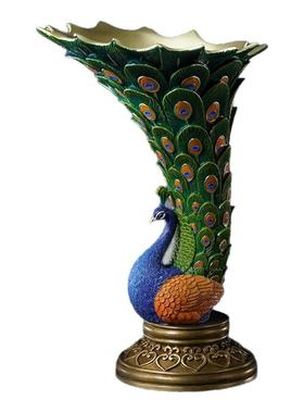 铜师傅全铜花瓶摆件孔雀花瓶