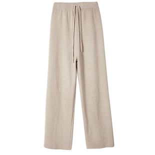 孕妇针织阔腿裤女秋冬加绒加厚裤子冬天外穿垂感抽绳直筒拖地长裤