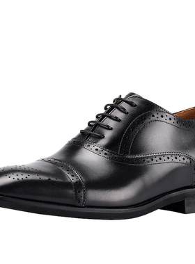布洛克隐形内增高商务风小码皮鞋