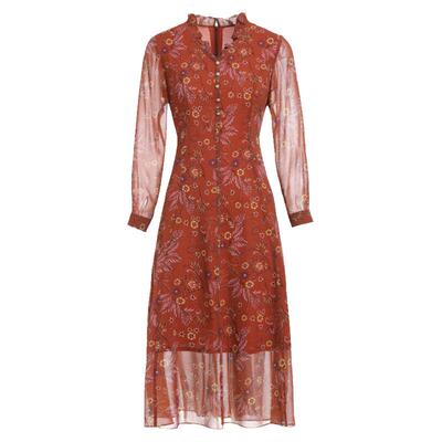 乔万尼女装长袖雪纺连衣裙