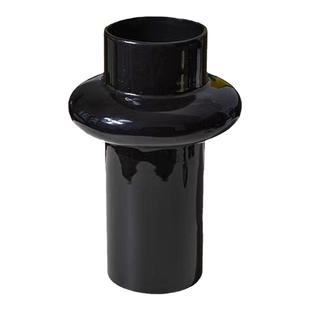 HoneyMee法式复古黑色陶瓷大花瓶轻奢高级感客厅花器创意中古摆件