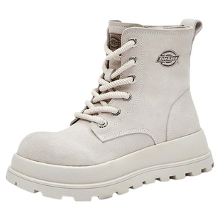 Dickies马丁靴女鞋2025新款秋冬皮靴英伦风厚底增高工装靴女单靴