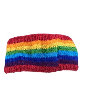 冬款 尼泊尔纯手工手编 发束 羊毛加绒保暖发箍 彩虹发带月子护额