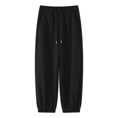 黑色运动裤女春秋显瘦黑色运动裤