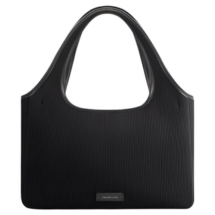 INJOYLIFE针织便当包大容量黑色托特包上班通勤轻便单肩包