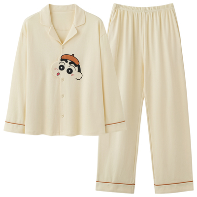 猫人优品纯棉睡衣女款可爱开衫秋