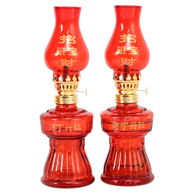 玻璃台式油灯 双喜火水灯 结婚喜庆入房灯 煤油灯 火水灯油灯供灯