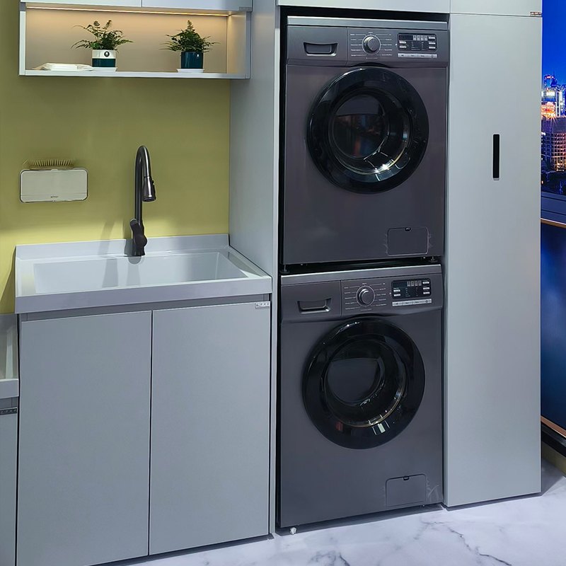 金属材质洗衣机展示模型可开门仿真样品阳台装饰用白银灰色