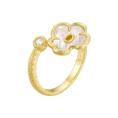 Orange Cube幸运小花戒指轻奢小众设计S925银指环饰品送女友礼物