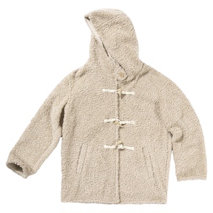 CountryMoment 皮毛一体仿羊羔毛连帽外套女冬毛绒保暖牛角扣上衣