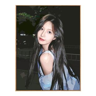 数字油画定制画画填色diy填充手工绘涂色真人照片油彩画礼物成人