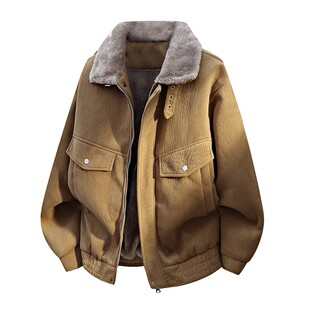 JEEP SPIRIT吉普男款保暖美式复古毛领夹克冬季加绒加厚宽松外套