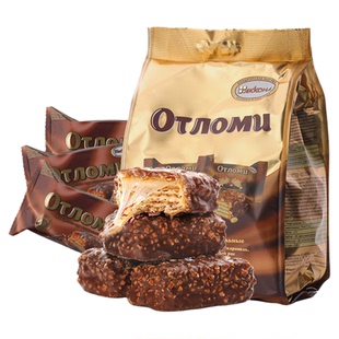 俄罗斯进口巧克力拉丝饼干奥特焦糖夹心韧性威化糖果零食品阿孔特