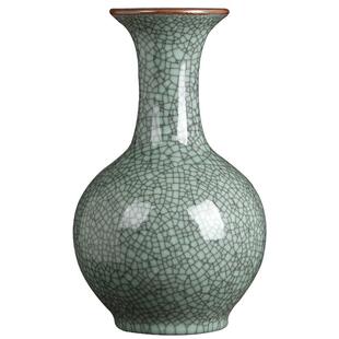 景德镇陶瓷仿古官窑花瓶摆件中式手工客厅大花瓶插花装饰品复古