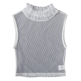 春夏百搭蕾丝假领子女衬衫内搭网纱无袖打底衫半高领花边装饰领