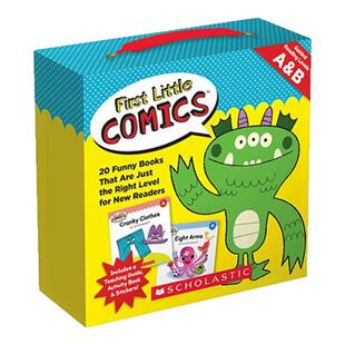 现货原版英文First Little Comics Parent Pack Levels A&B/C&D/E&F学乐自然拼读盒装小读者启蒙漫画亲子篇 漫画阅读绘本包含贴纸
