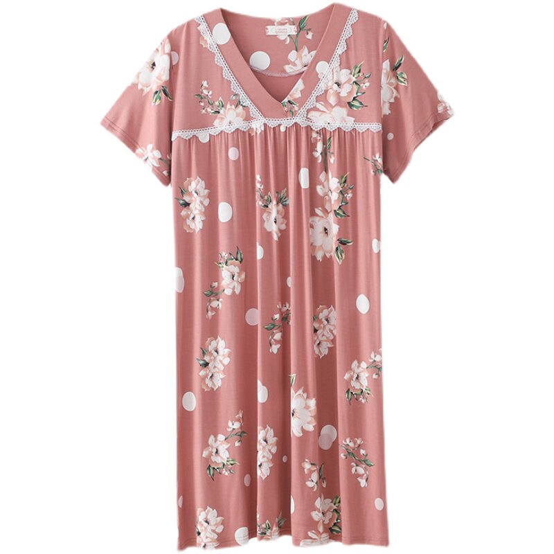 妈妈睡裙子睡衣女夏季薄款连衣裙