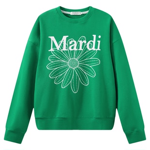 MARDI小雏菊卫衣女时尚圆领休闲百搭新款打底长袖上衣黑色少女