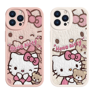 helloKitty手机壳适用苹果14Pro新款iPhone15/13Promax凯蒂猫11小羊皮16卡通12mini可爱xsmax/xr女8plus套17