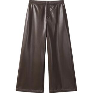 播商场同款复古PU皮休闲裤女24冬新款机能宽松阔腿裤BDR4KD3954