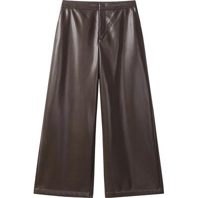 播商场同款复古PU皮休闲裤女24冬新款机能宽松阔腿裤BDR4KD3954