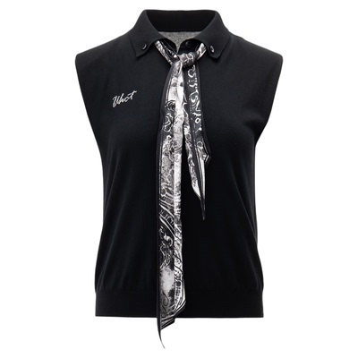 诱货夏季黑色修身无袖针织衫