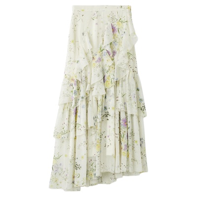 SNIDEL2025秋冬新品优雅百搭高腰不规则荷叶边半身裙SWFS255034