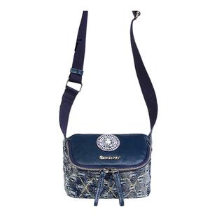 卡秀原创小众真皮斜挎小包2025新款头层牛皮亮片牛仔休闲单肩女包