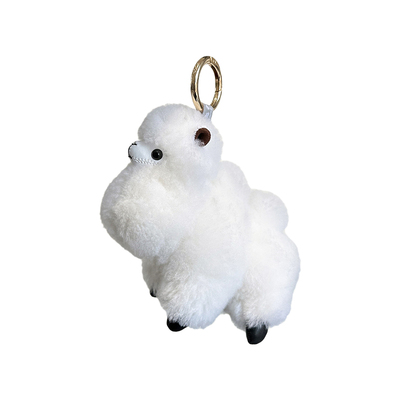 真羊毛可爱小羊驼汽车钥匙扣挂件