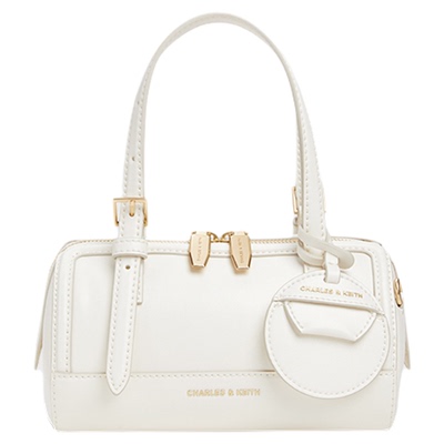 拼色挂饰手提斜挎包波士顿包