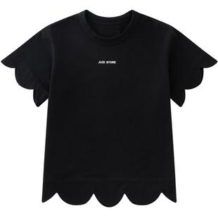 JUZI STORE童装甜美T恤裙氨纶汗布花瓣边连衣裙短袖女童1126502