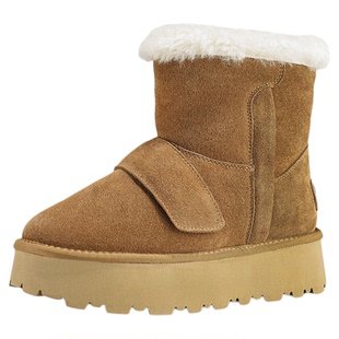 iiJin艾今25冬新8cm厚底内增高超轻棉鞋羊毛圈保暖雪地靴女707PNG