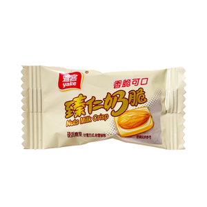 雅客臻仁奶酥果仁奶脆糖口嚼牛奶糖巴旦木奶糖结婚喜糖休闲小零食