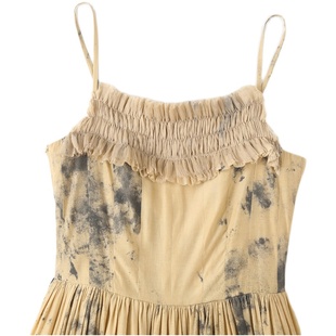 wana try草木染印花重工无袖连衣裙子女夏季高级感显瘦背心长裙