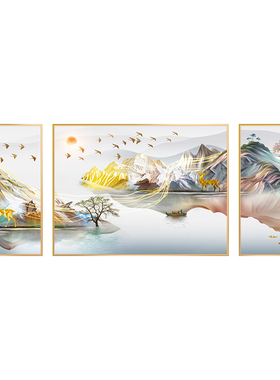 靠山沙发墙面麋鹿客厅装饰画